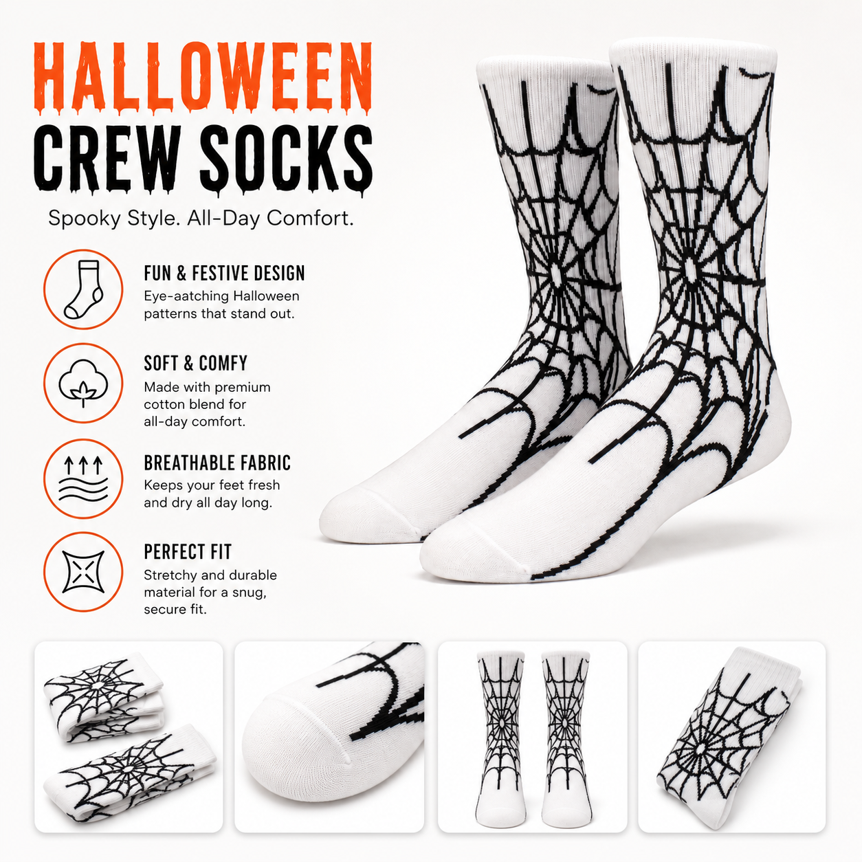 Spooky Web Crew Socks