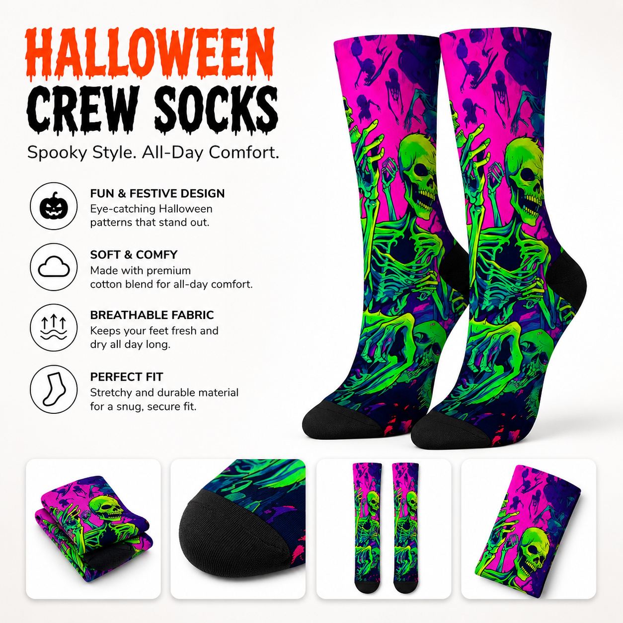 Electric Skeleton Socks