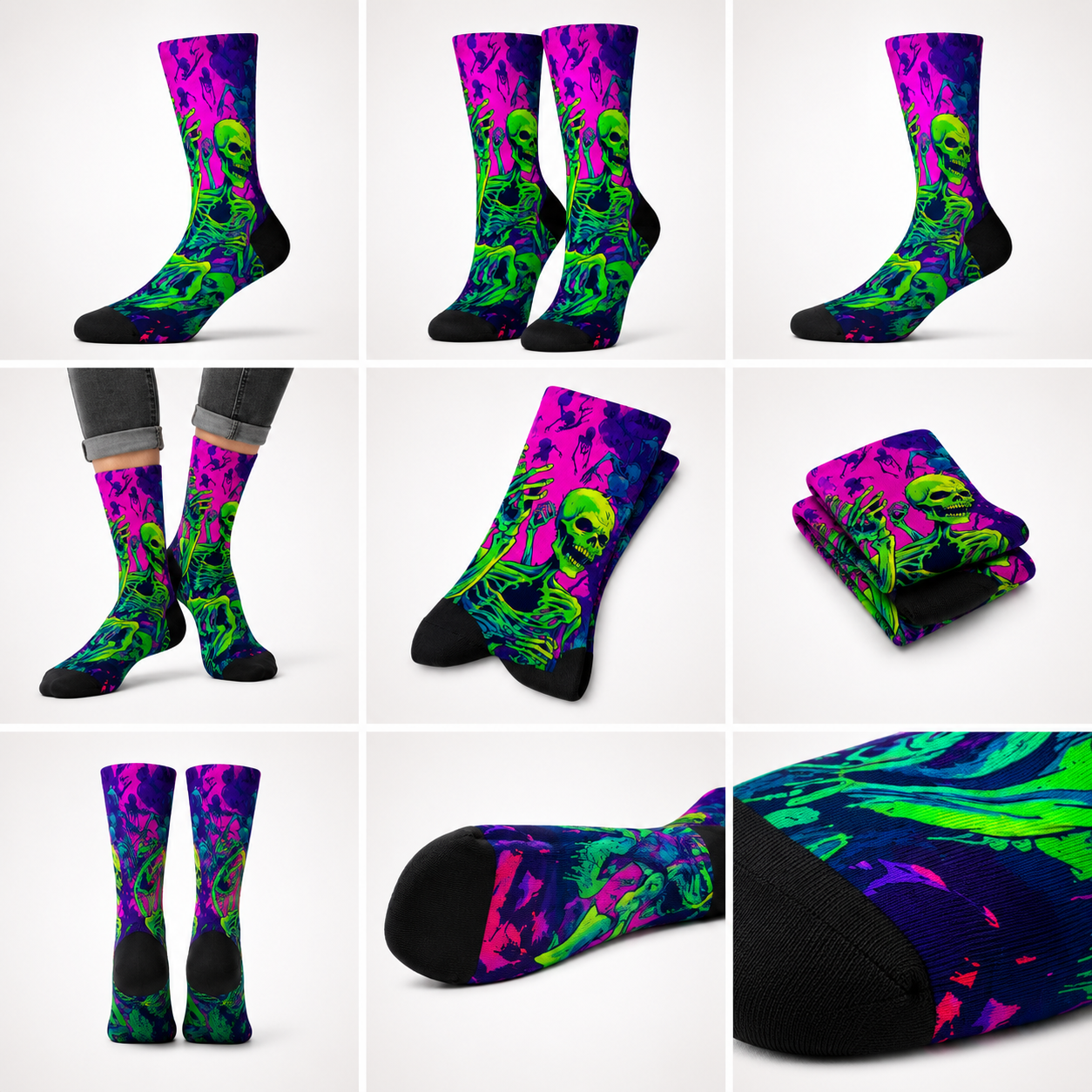 Electric Skeleton Socks