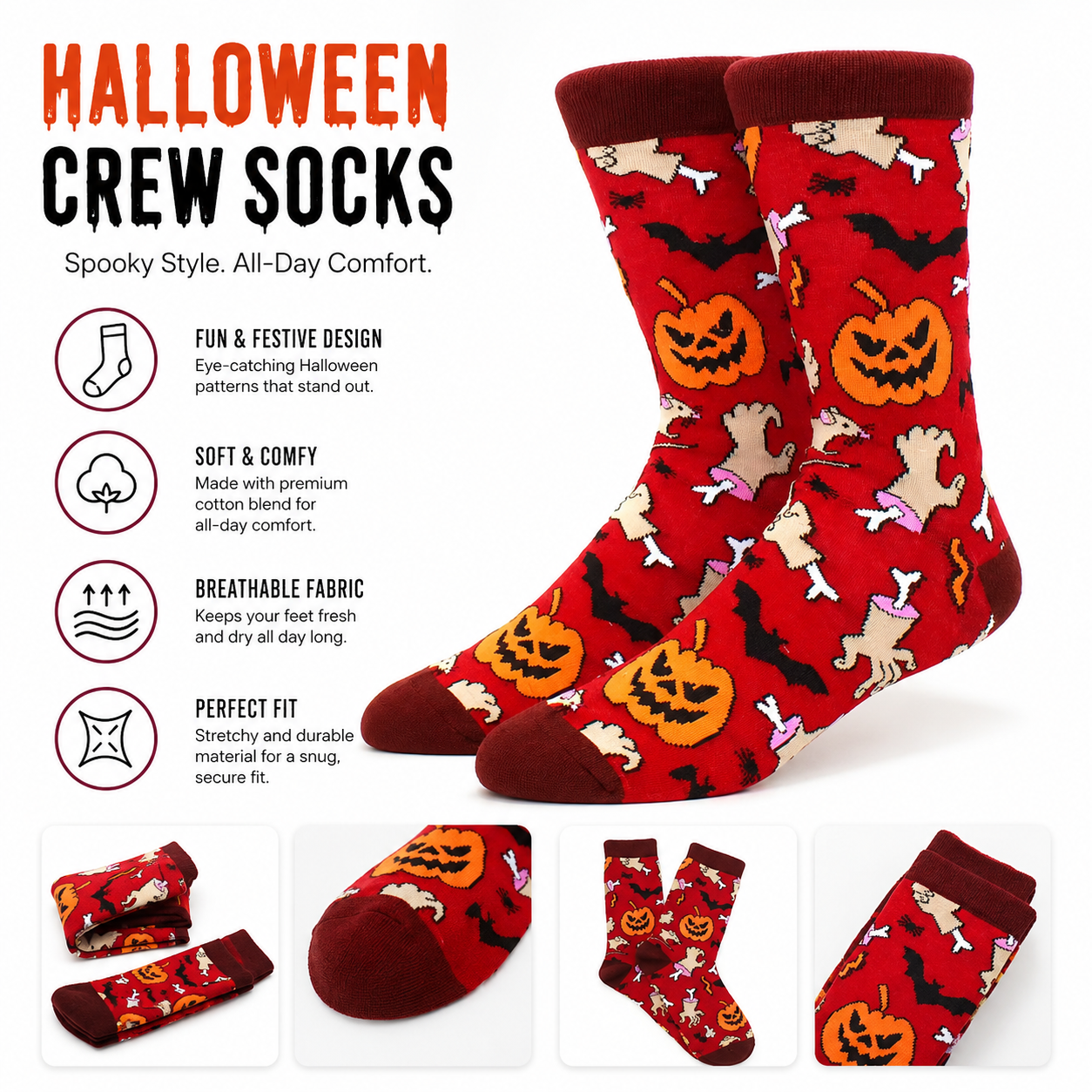 Pumpkin Panic Crew Socks